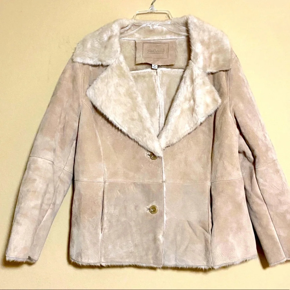 Genuine Leather Coat with Faux Fur Lining Size M